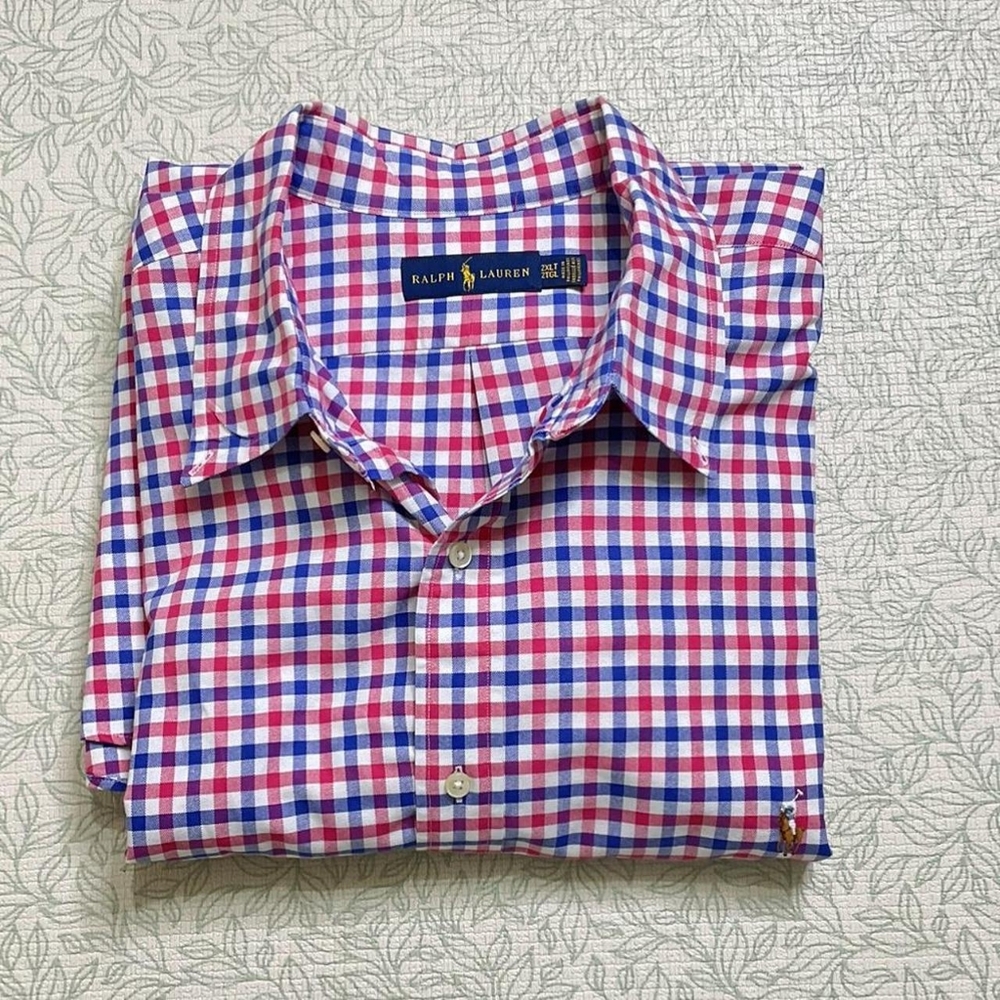 Ralph Lauren 2XLT Blue, red and white Oxford long sleeve shirt